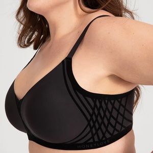 Honeylove Silhouette Bra Black with Velvet Trim 1x